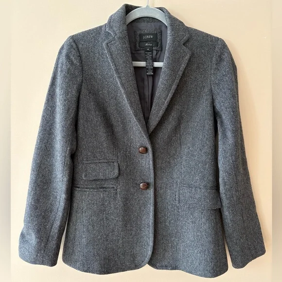 J. Crew Women's Blazer in Charcoal Herringbone - Picture 1 of 6